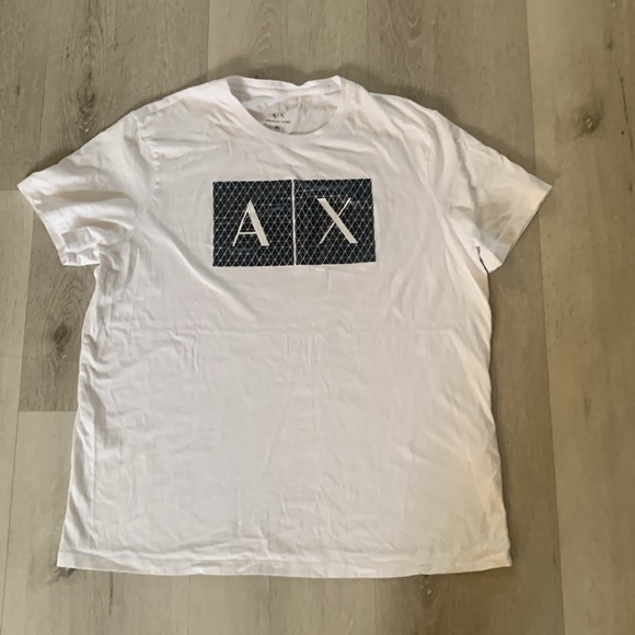 A|X ARMANI EXCHANGE Mens Crew Neck Logo Tee T Shirt Grid Logo size XL slim white - Picture 7 of 11